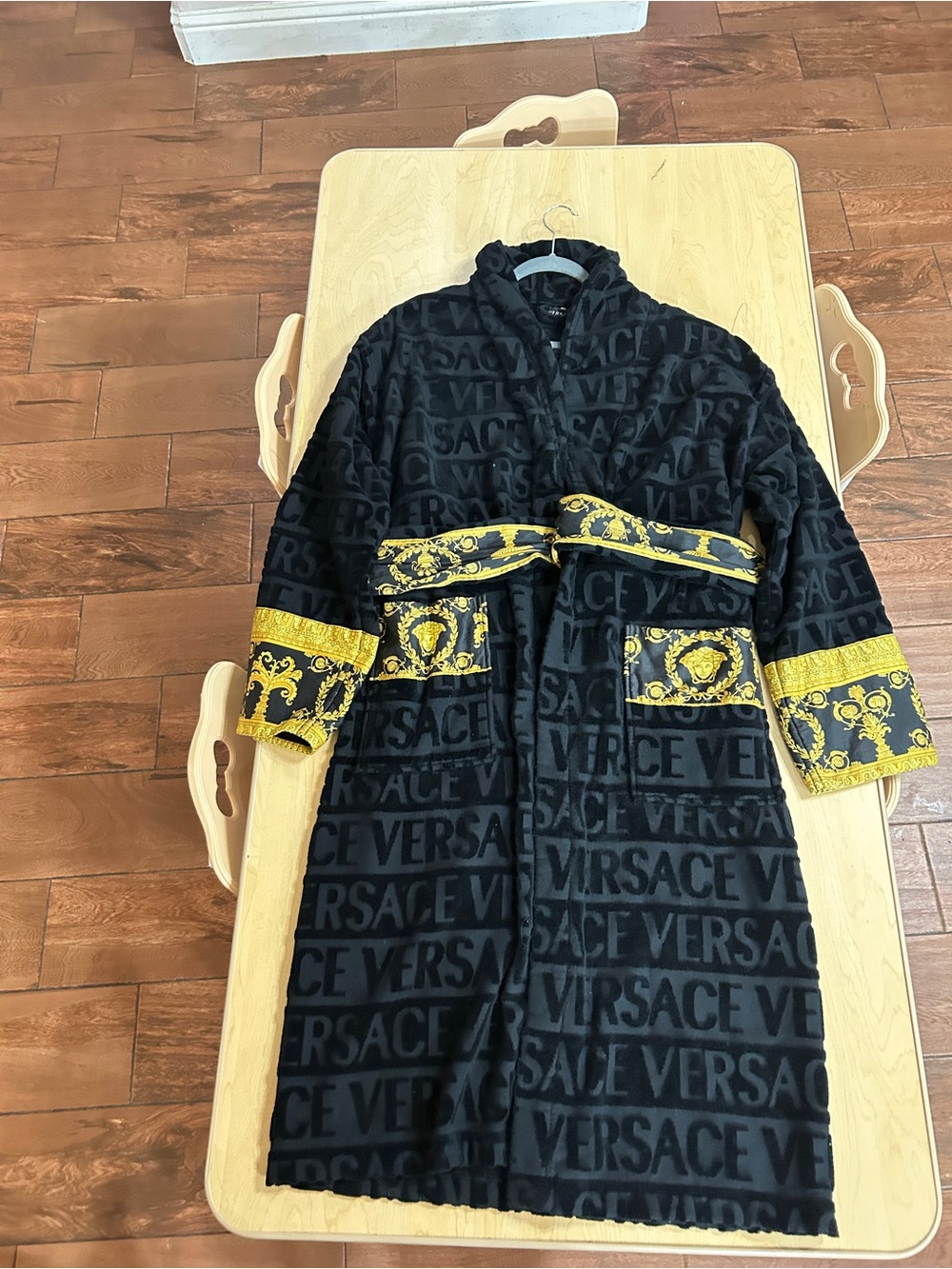 Versace Black Coat with Gold Baroque Trim